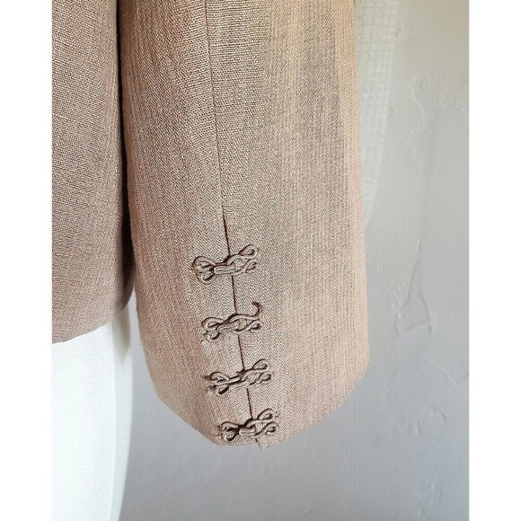ROBERT RODRIGUEZ Jacket Womens 6 Tan Linen Cropped Mod Embellished Luxe Blazer - Picture 11 of 13